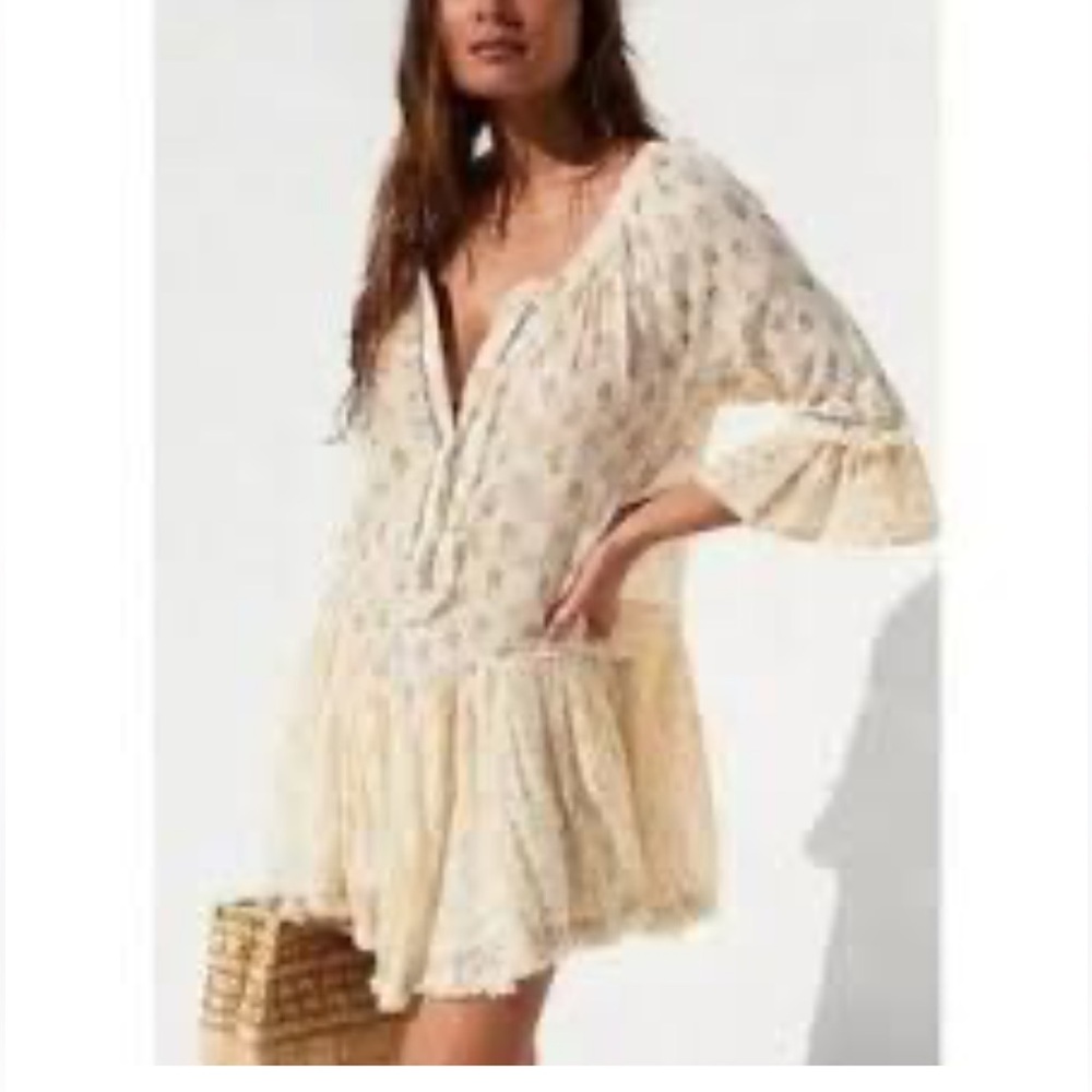 Turks & Caicos Cream Lace Boho Resort Cover Up Dress M/L - Picture 6 of 6